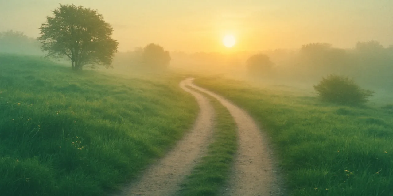 Calming, motivational abstract landscape for a healthy journey